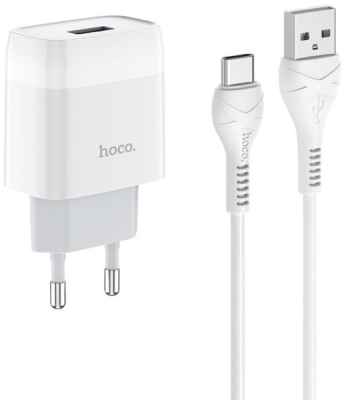 Зарядное устройство Hoco C72A Type-C 2.4A белый (провод разъёмный)