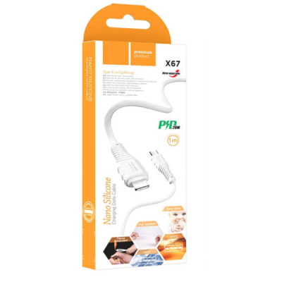 Кабель Type-C - Lightning Hoco X67 (3A, 20W, PD, наносиликон, термостойкий) белый