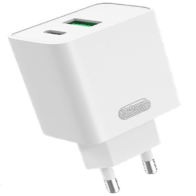 Зарядное устройство Denmen DC08 20W (USB/Type-C/Quick Charge 3.0A/Power Delivery) белый