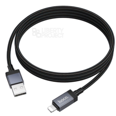 Кабель USB - Lightning Hoco X118 (2.4A, оплетка нейлон, с дисплеем) черный