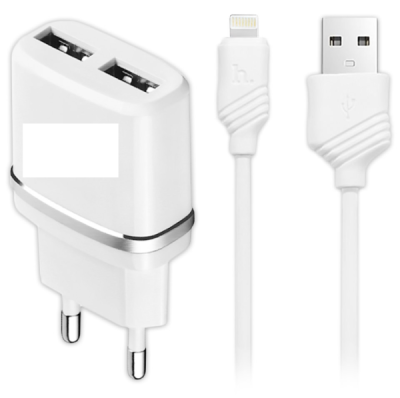 Зарядное устройство Hoco C12 Lightning 2 USB 2.4A MAX белый