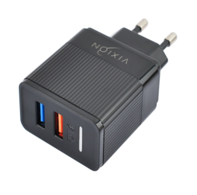 Зарядное устройство VIXION H2m (1-USB QC 3.0 2-USB 2.4A) Micro-USB кабель черный 1м