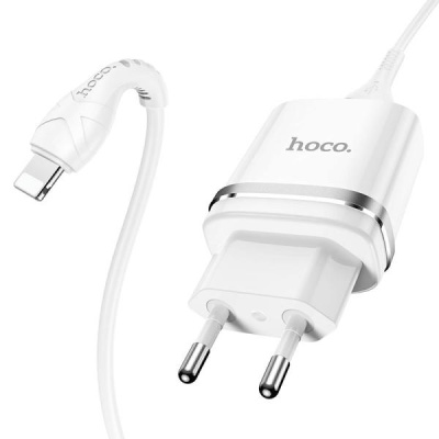 Зарядное устройство Hoco N1 (1-USB/2.4A) Lightning белый (1м)