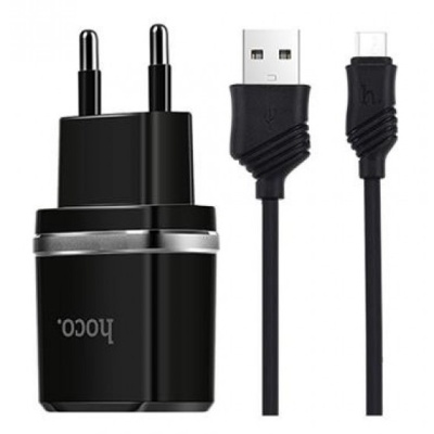 Сетевое зарядное устройство Hoco C12 Micro USB 2 USB 2.4A MAX черный
