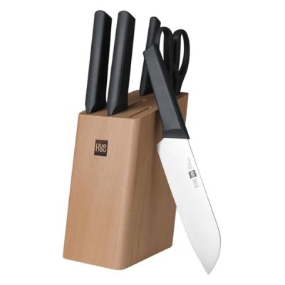 Набор ножей Xiaomi HuoHou Fire Kitchen Steel Knife Set с подставкой 6 в 1 (HU0057)