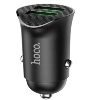 Автомобильное зарядное устройство USB Hoco Z39 (18W, QC3.0, 2USB) черное