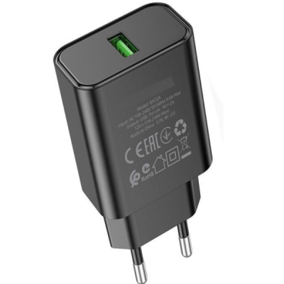 Сетевое зарядное устройство USB 3,0A (1USB, 18W, QC 3.0) Borofone BA72A черный