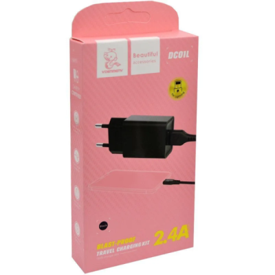 Сетевое зарядное устройство+кабель (Lightning) (USB-1)  2,4A, 12W) DENMEN DC01L белый