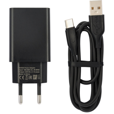 Зарядное устройство VIXION L7c (2-USB/2,1A) Type-C кабель черный 1м