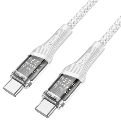 Кабель Type-C-Type-C Hoco U111 (5A, 60W, оплетка нейлон, 1.2 м) серый