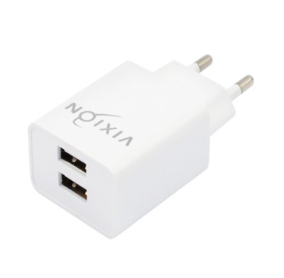 Зарядное устройство VIXION L7m (2-USB/2,1A) Micro-USB кабель белый 1м