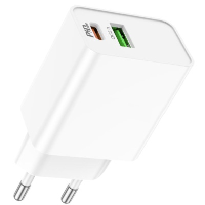 Сетевое зарядное устройство USB-C 3,0A (USB, Type-C, QC 3.0, PD, 20W) Borofone BA69A белый