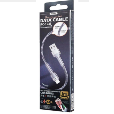 Кабель USB-Lightning Remax Jany RC-124i (2.4A, 1m) серебро